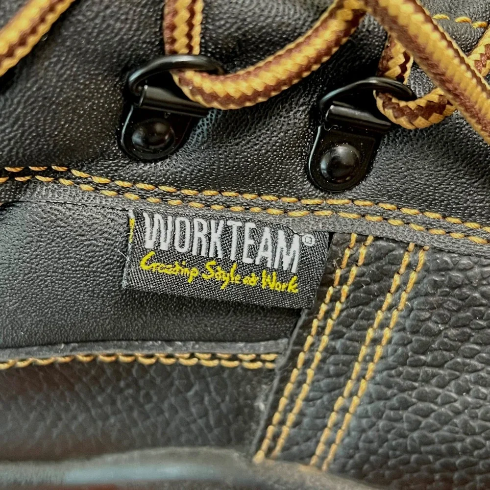 Workteam Leather Safety Work Boots 12 Black P1301 S1P SRC Steel Toe Industrial